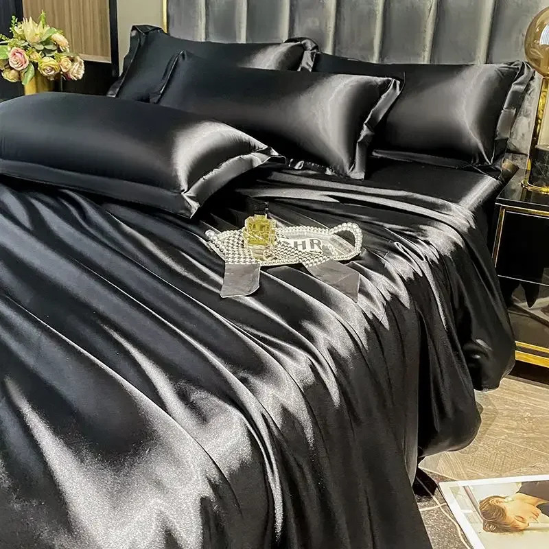bedding set with duvet cover bed sheet pillowcase luxury couple single   1 2 people solid bedsheet Product details 3
