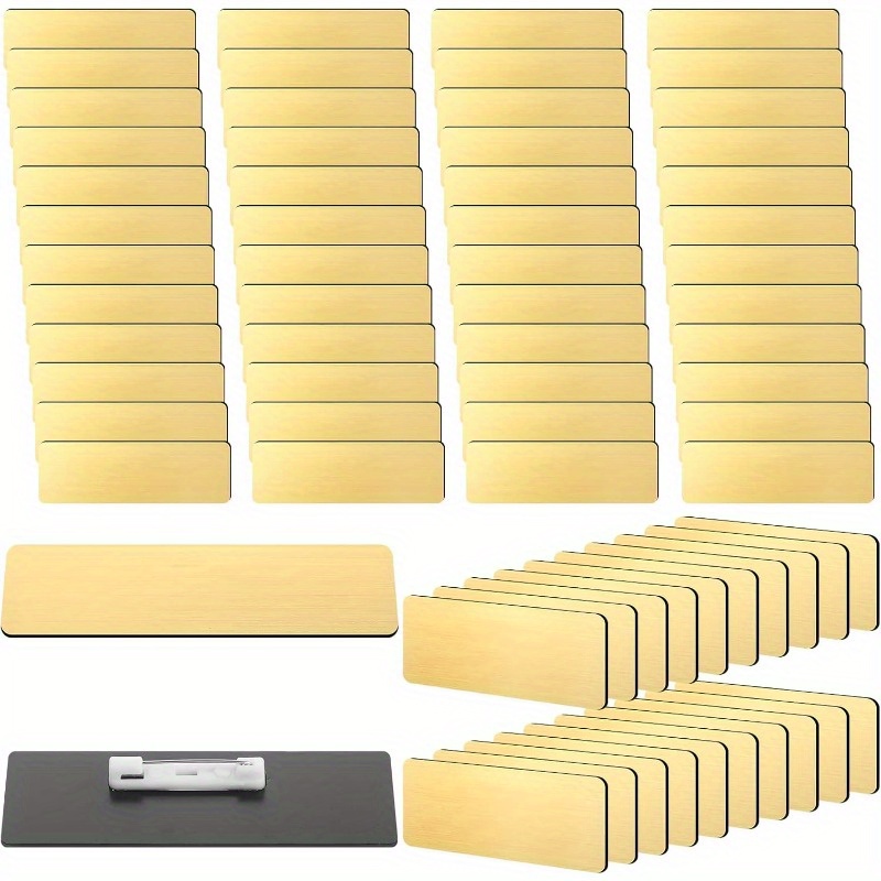 30pcs name tag badge blanks brushed round corners pin diy   name badge for office workers students golden