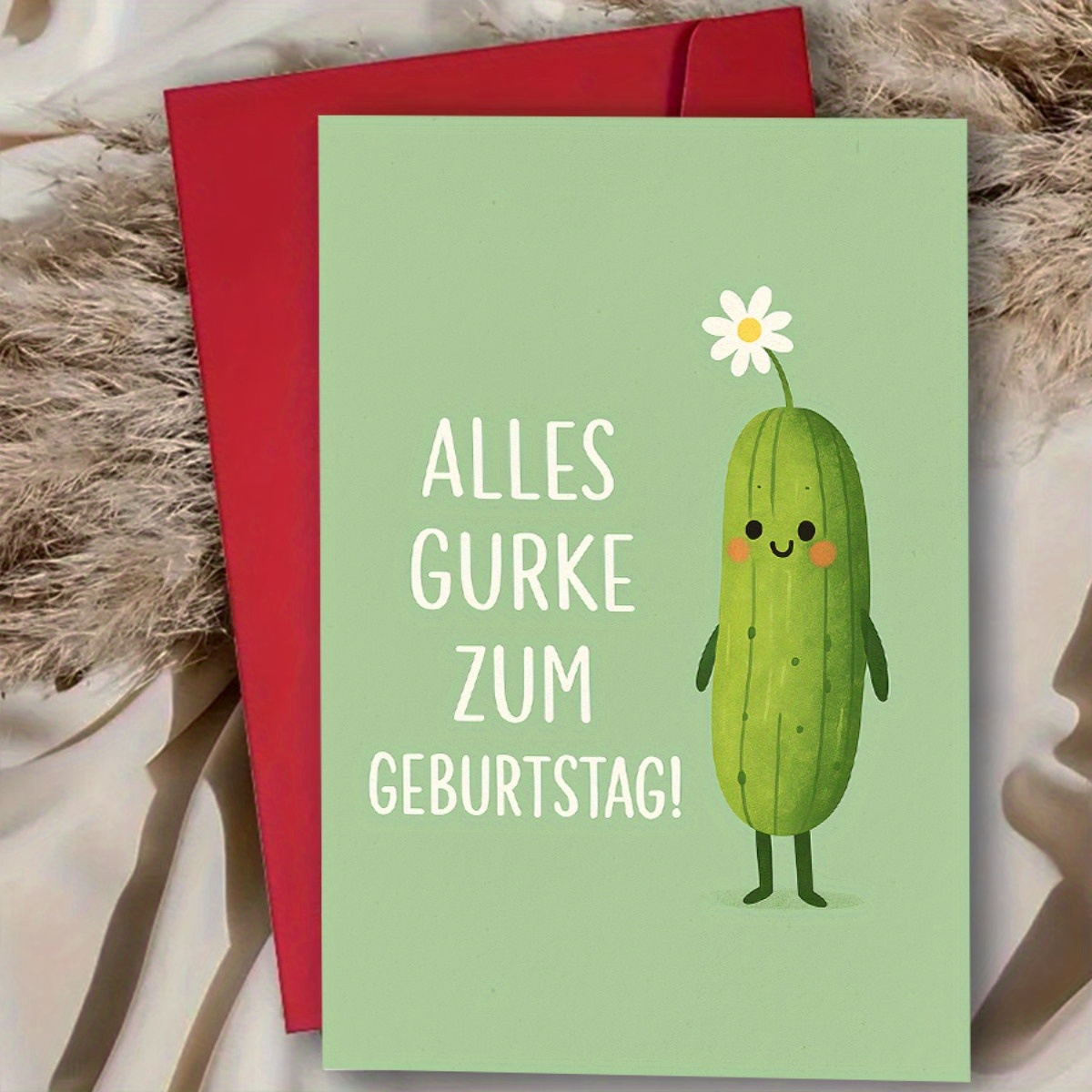 Image of 1pccute Cucumber Birthday Card With Flower Perfect For Or Special Occasionsschool Profile