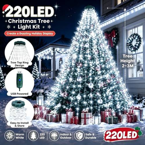 item picture 400 220 led christmas waterfall tree lights usb powered 8 lighting led tapered tree string lights colorful warm white holiday decor suitable for indoor outdoor garden parties weddings holiday decorations