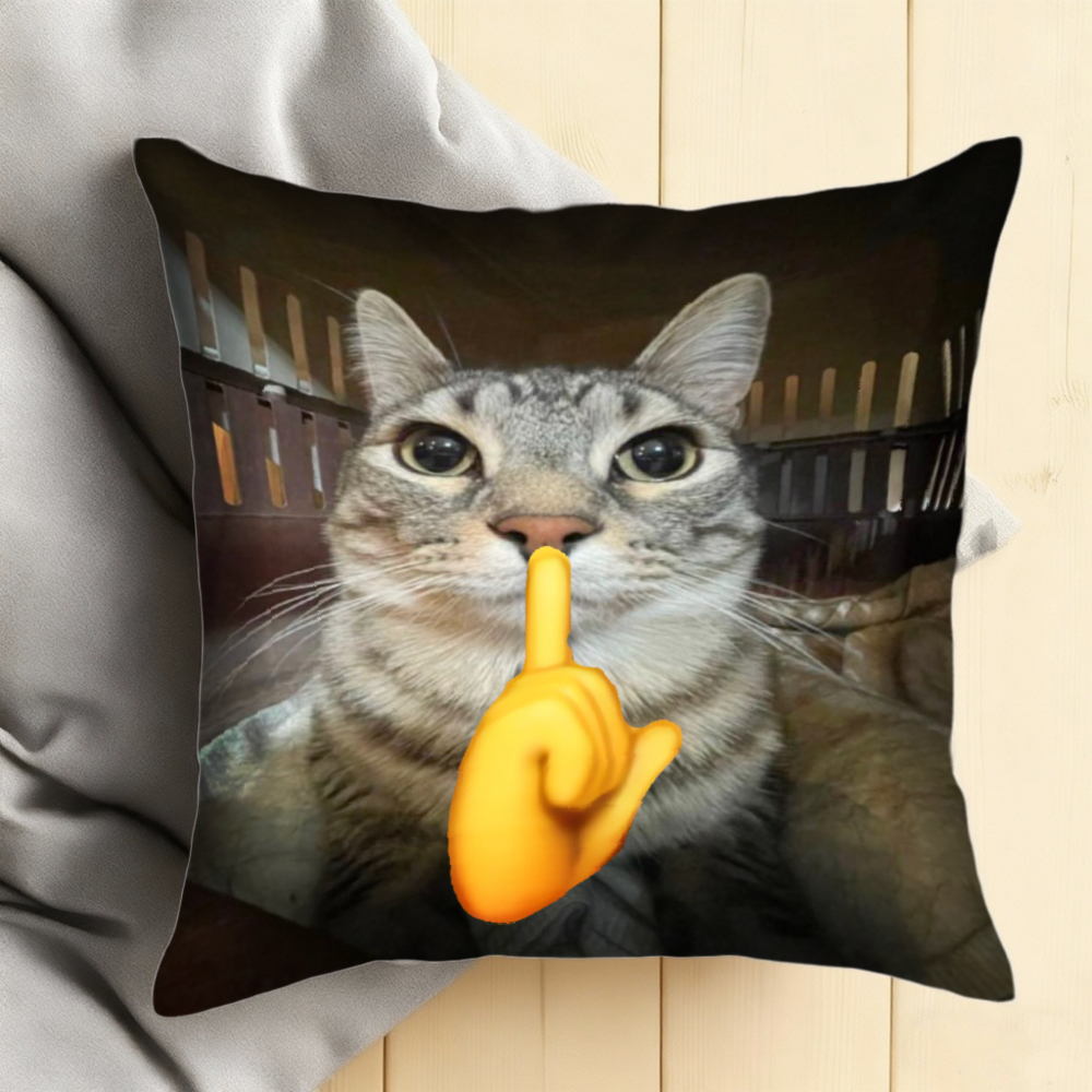 TEMU 1pc Funny Cat Pillowcase - Soft And Comfortable Polyester Short Fleece Fabric, Single-sided Printing, 17.7*17.7 Inches, Machine Washable, Zipper