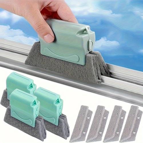 a 9pcs versatile window cleaning kit that with a plastic handle and 8 washable sponge pads use room bedroom bathroom and kitchen its a must have cleaning tool for your for home