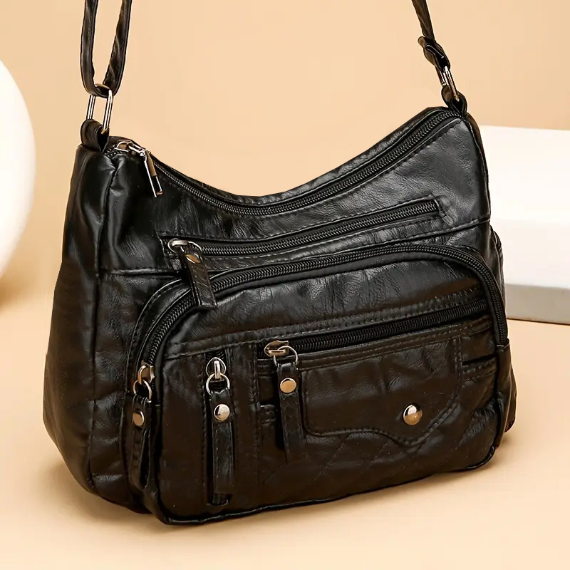 Image of Women's Shoulder Bag - Christmas And Autumn Women's Crossbody Bag, Zipper Soft Fashionable Casual Messenger Bag, For Gift [random Zipper ]
