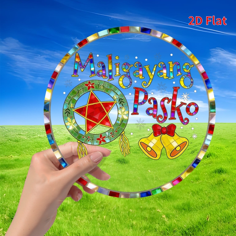 TEMU 2d Flat, 2d Plane- Attractive Christmas Design/ Sun Catcher- 8" X 8" Round Acrylic Decorative Pendant, Home And Garden Decor, Ideal Gift For ,