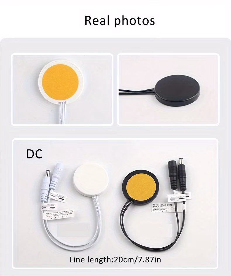 מתג חיישן מגע לתאורת led 5v/12v/24v | ללא צורך בקידוח, שחור או לבן, חוט / , התקנה קלה לגופס led חכם פרטי מוצר 7