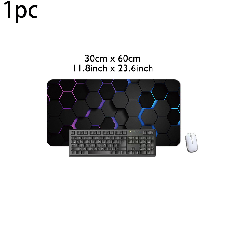 TEMU 1pc Blue-purple Hexagon Printed Large Gaming Mouse Pad 40x90cm Mouse Pad, Gift Mouse Pad With Non-slip Rubber Base, Extension Mouse Pad And