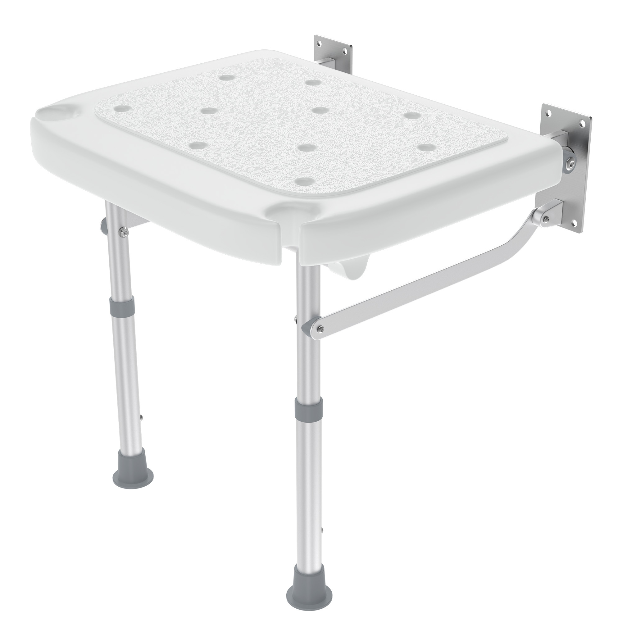 TEMU Asiento de Ducha Plegable en la Pared, Taburete de Ducha Ajustable 42-52cm con Patas Antideslizantes, Asiento de Baño de Aleación de Aluminio