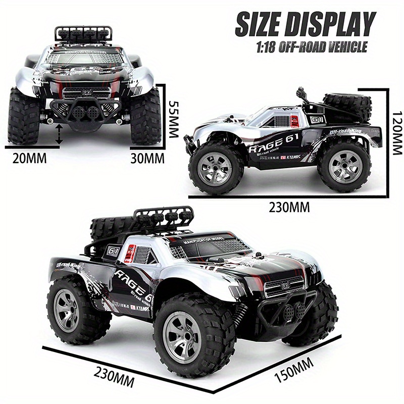 KYAMRC1:18 MPH High-Speed Off-Road RC Car - 2.4G Short Car Racing Climbing Vehicle, 4-Wheel Off-Road Design, USB Rechargeable, 4 Colors (Red/Green/Blue/White) for Outdoor Adventures, Adventure Gear, Durable Plastic Body