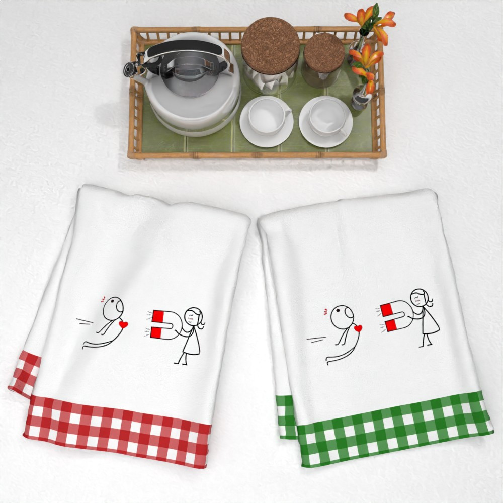 2-pack valentine s day kitchen towels, 45.72x66.04 cm, polyester 100%, super soft, machine washable,    , long-lasting vibrant colors, ideal for camping & birthday gifts details 2