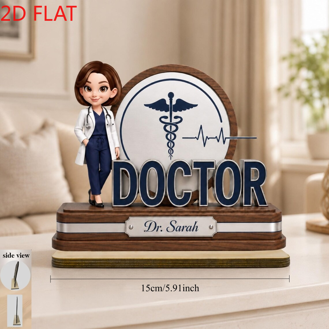 TEMU 2d Flat, 2d Flat Custom Doctor Gift, Personalized Plaque, Physician Desk Decor, Doctor Graduation Gift, 2d Flat