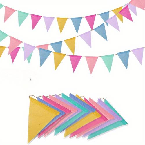 item picture 4 meter long 12pcs triangular pennant bunting rainbow fabric flags birthdays classrooms christmas valentines day graduations and bohemian spring festival decorations