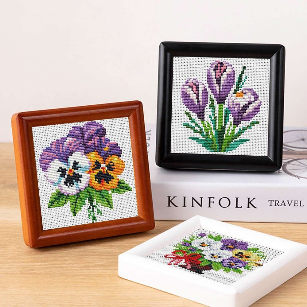 8pcs Cross Stitch Embroidery Flower Pattern Kit