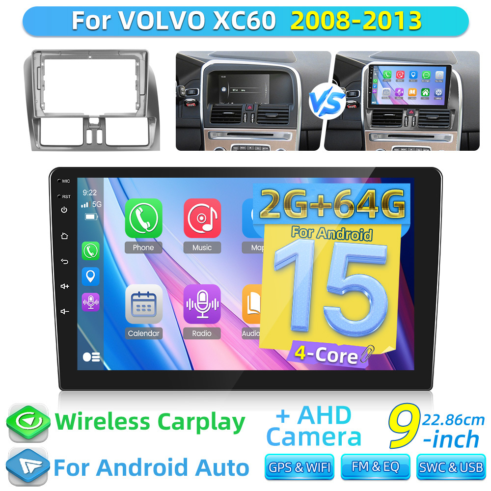 Image of 2g+64g 15 Double Din For 2008-2013(left-hand Drive) Car Stereo Auto, Car Radio 9 Inch Touch Link Gps Wifi Swc Eq Fm/ Rds + Ahd Backup Camera Halloween & Christmas, Without Battery