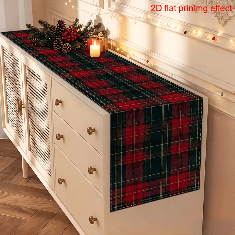 TEMU 1pc Christmas Table Runner, Green Party Decor