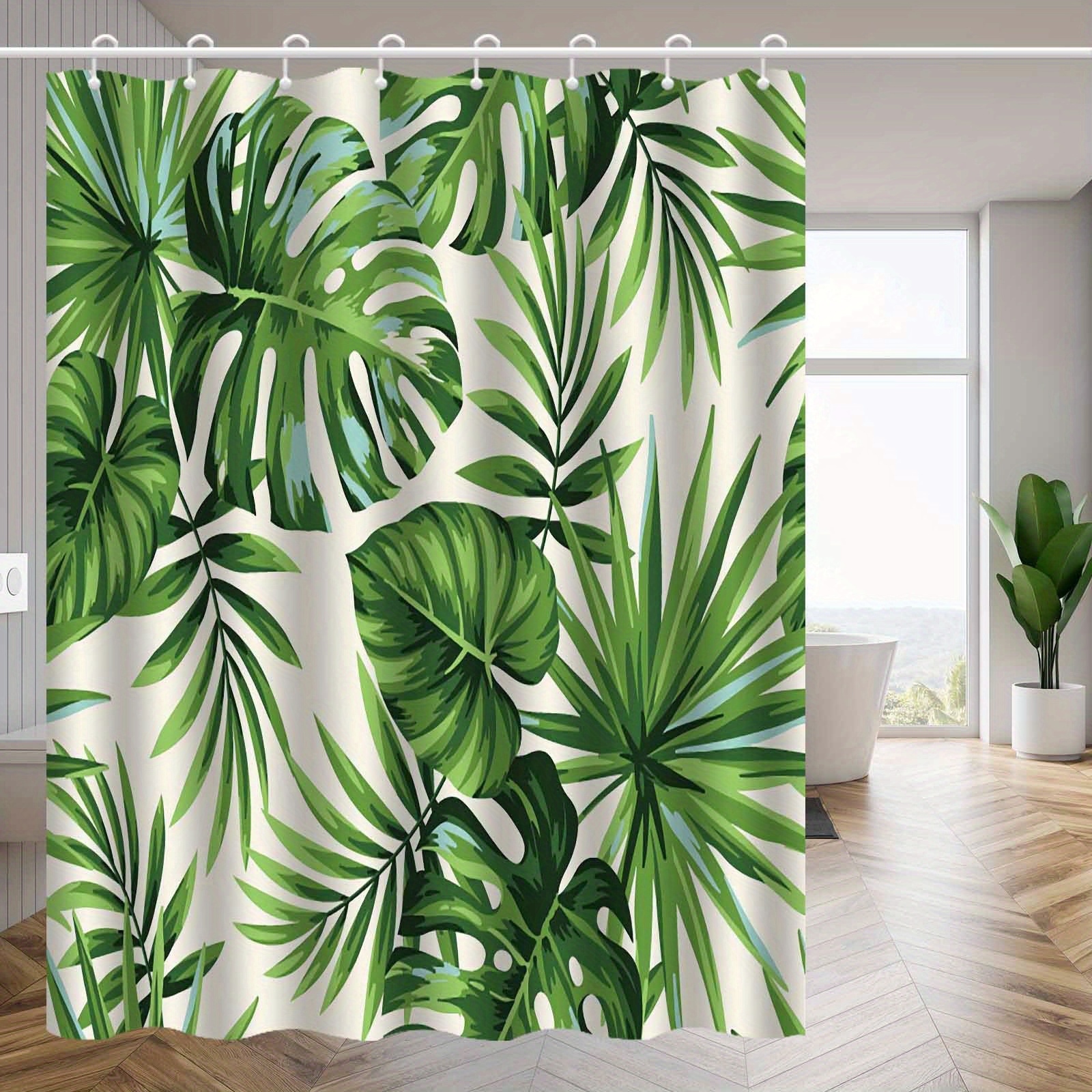 TEMU 1pc Nordic Plant Leaf Turtle Back Pattern Shower Curtain, High-end Elegant Bathroom Curtain, Bathroom Decoration Pattern