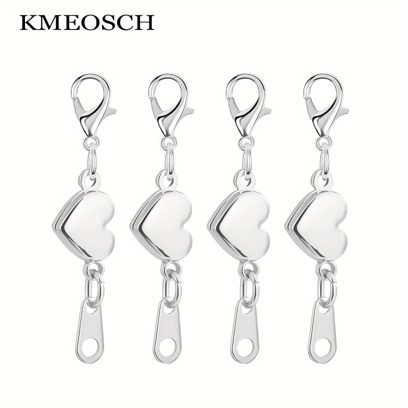 Image of Heart Magnetic Necklace Clasps And Closures For Jewelry Locking Magnetic Lobster Clasp Self- Heart Clasps Necklace Clasp For Jewelry Making Extender