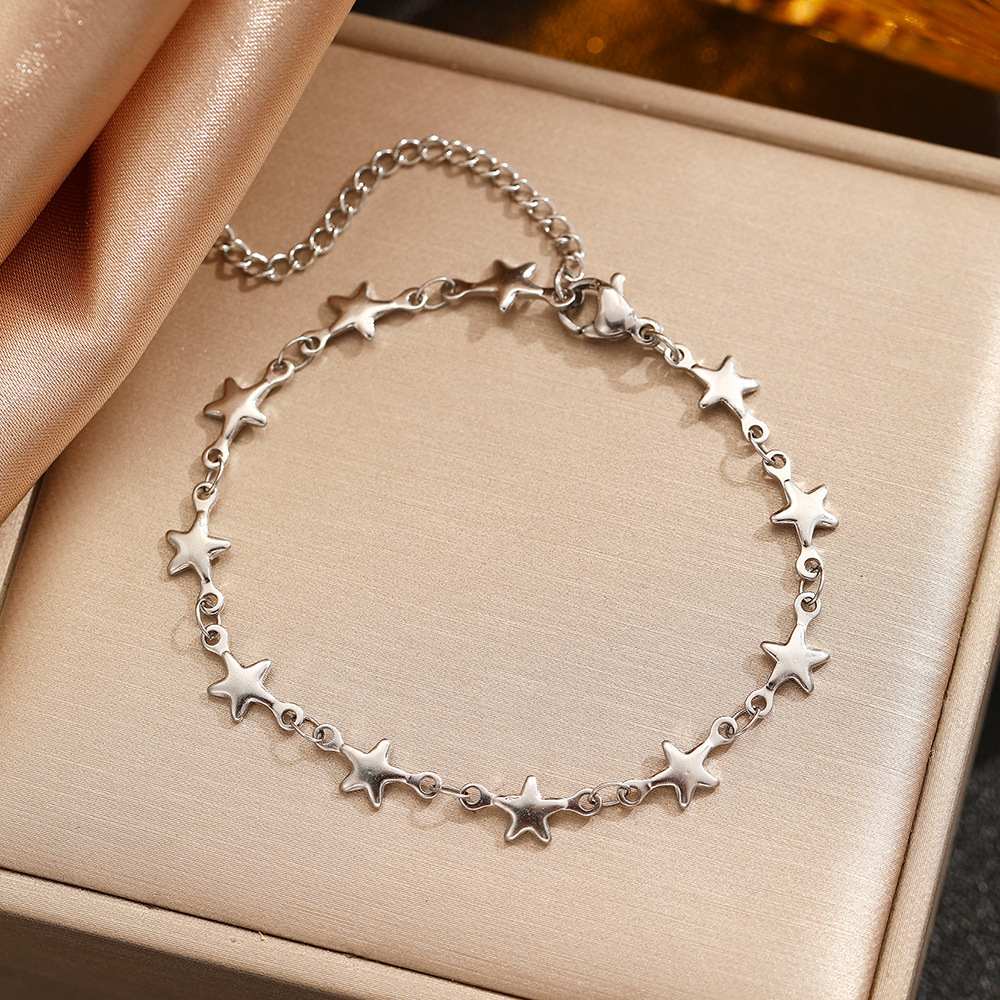 TEMU Five-pointed Star, Tiny Stars, And Starfish Design Adjustable Stainless Steel Bracelet Non-fading Women' Commute Date Party Outfit Jewelry Gift