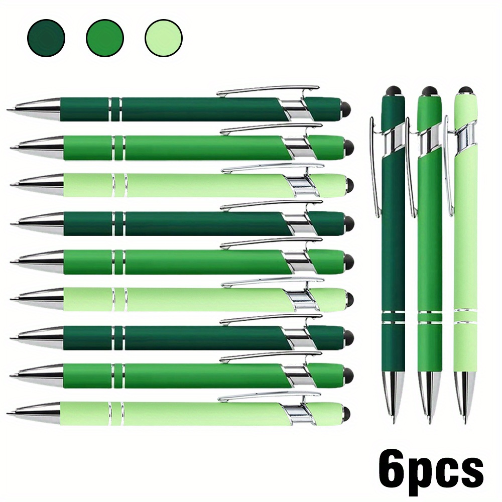 Image of 6/ 24pcs Beautiful Metal Ballpoint Pens, Capacitive Touch Writing Smooth, Student Stationery Holiday Gift, Black Ink