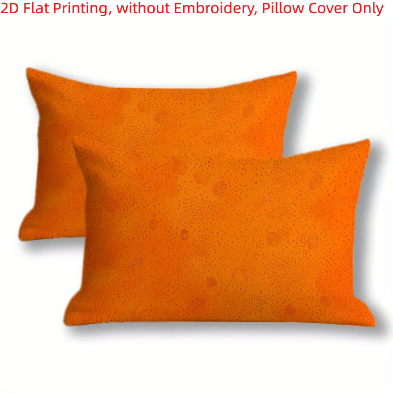 TEMU Housses de coussin 2D à impression plate, 2 pièces, fond texturé orange pour , Thanksgiving, Halloween, impression , broderie, garnitures de