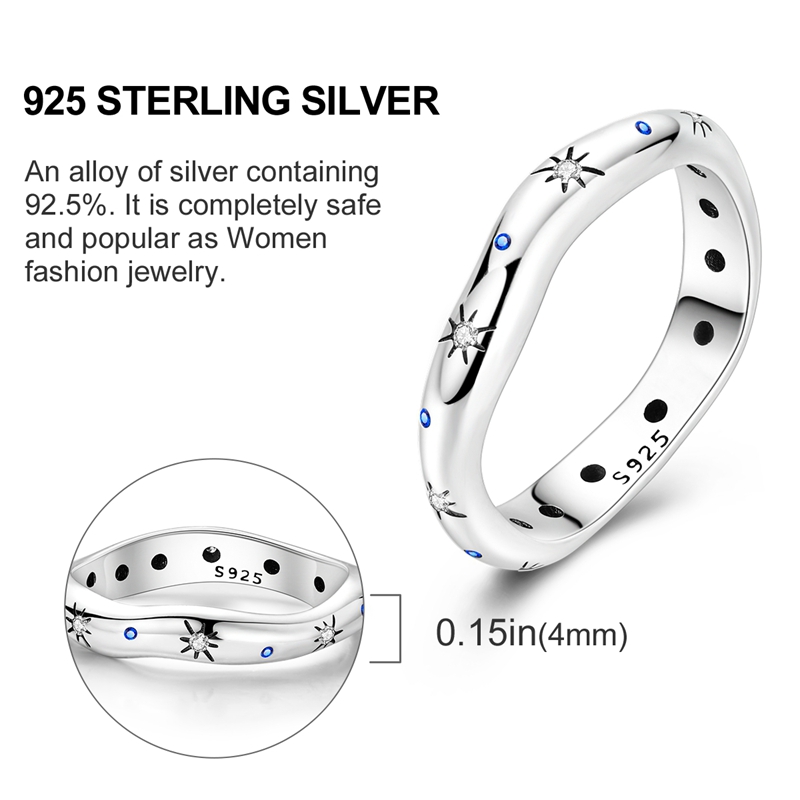 Women's Galaxy Ring in 925 Silver, Statement Design Gift