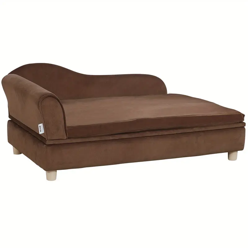 1pc sofa bed medium soft sponge filled pet couch with cross no supports up to 110 lbs dark brown Product details 8