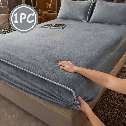 luxury milk velvet bed sheet soft warm fitted bedspread fit machine washable milk bedding for single double beds in bedrooms dorms hotels no under elegant decor