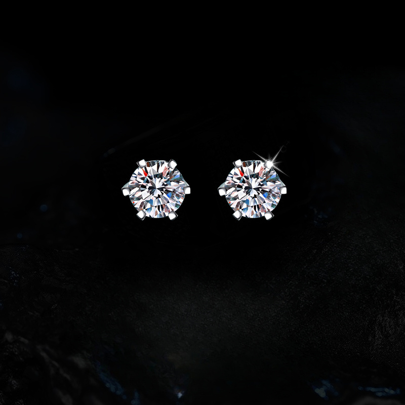 Women's 1 Carat White Round Moissanite Stud Earrings
