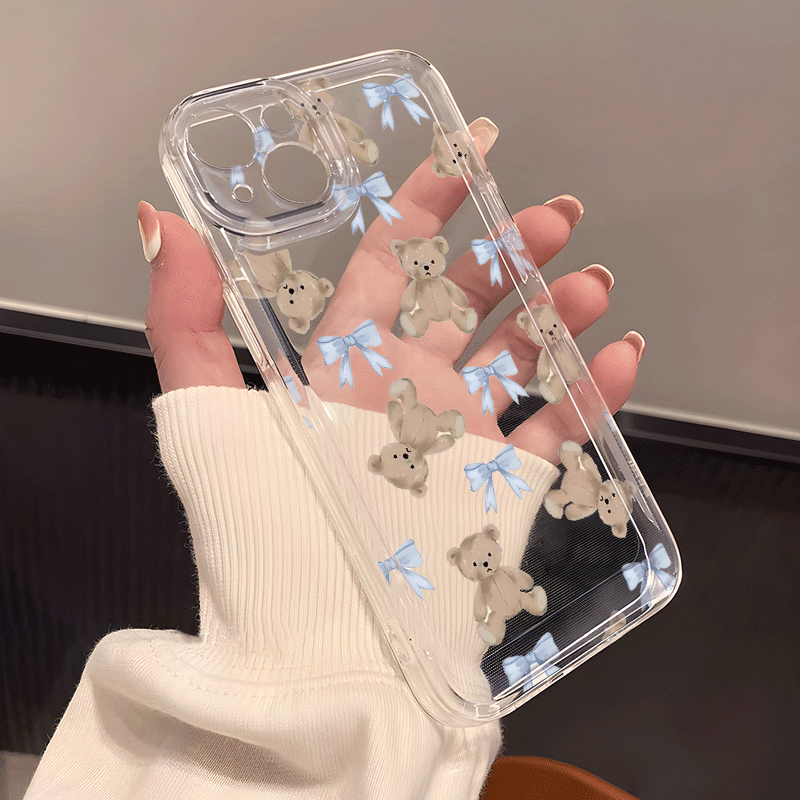 TEMU para Teléfono - Diseño de Moda Azul Oso Transparente para iPhone 16/iPhone 13/15 PLUS/11 Pro/14 Pro Max/iPhone 12/15 Pro Max/13 Pro Max/16 Pro