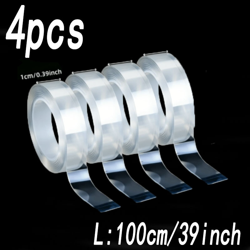 TEMU 4 Rolls Super Strong Nano Double-sided Tapes Set - Reusable, High Strength, No Residue, Suitable For Home, Office, And Car - Ideal For Crafting,