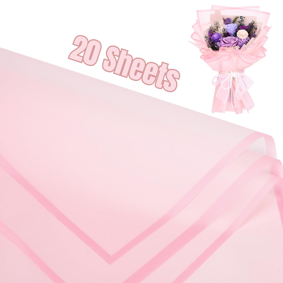 

20pcs d'Emballage Floral Étanche, 22x22 Pouces - Rose & Noir avec Bords Magiques, pour la Saint-Valentin, Noël, Fêtes & Plus - Fournitures de de Fleurs de Style Coréen