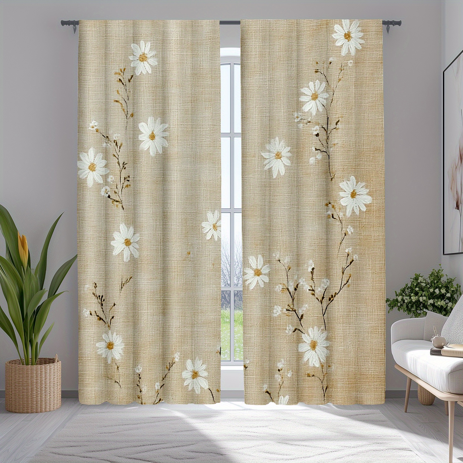 TEMU 2pcs Set Of Curtains, Floral Print Blackout Curtains, Suitable For Bedroom