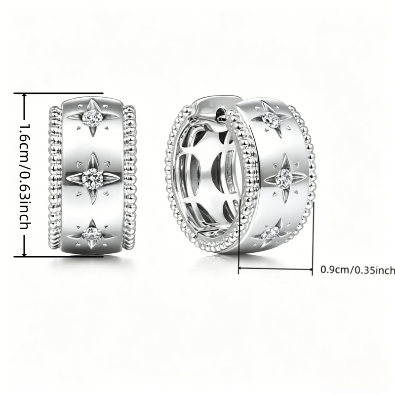 Women's Exquisite Zirconia Star Hoop Earrings