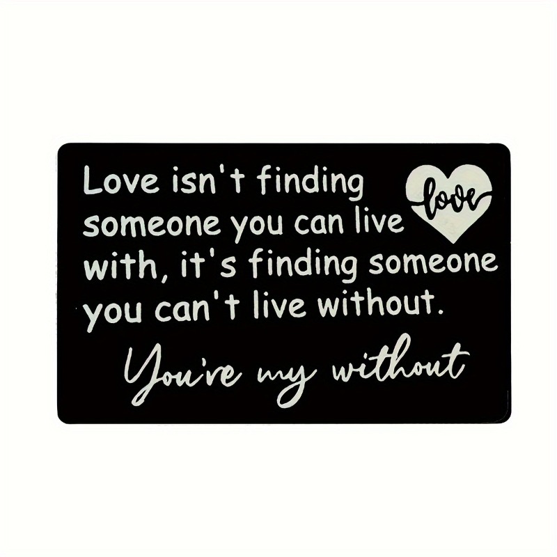 TEMU 1pc Engraved Wallet Card - Perfect For Anniversary, Business Travel Or Long Distance Gifts - Black, Romantic, Men's, Perfect, Anniversary,
