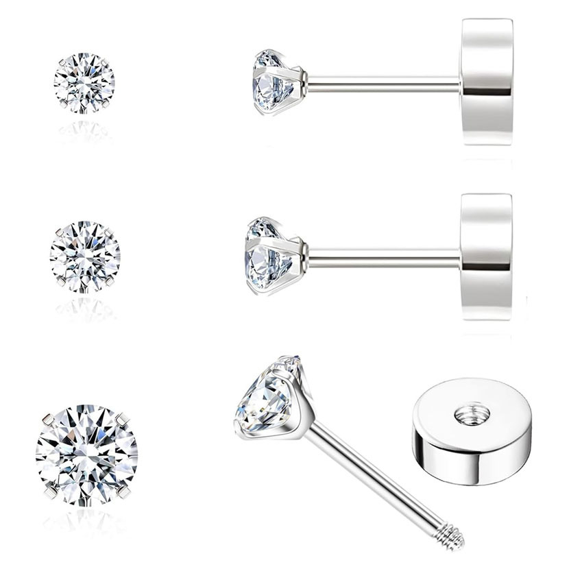 TEMU Set di 3 di orecchini a perno con sfera Stjarna in acciaio inossidabile 304 304 304 304, orecchini a perno con retro piatto e , gioielli per ,
