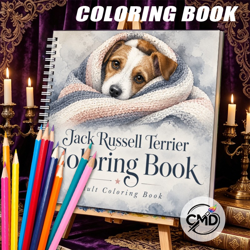 TEMU Cmd Stress Relief Relaxing Artwork Spiral-bound Coloring Book, Watercolor Terrier Designs, Perfect Gift For Birthdays Christmas Halloween