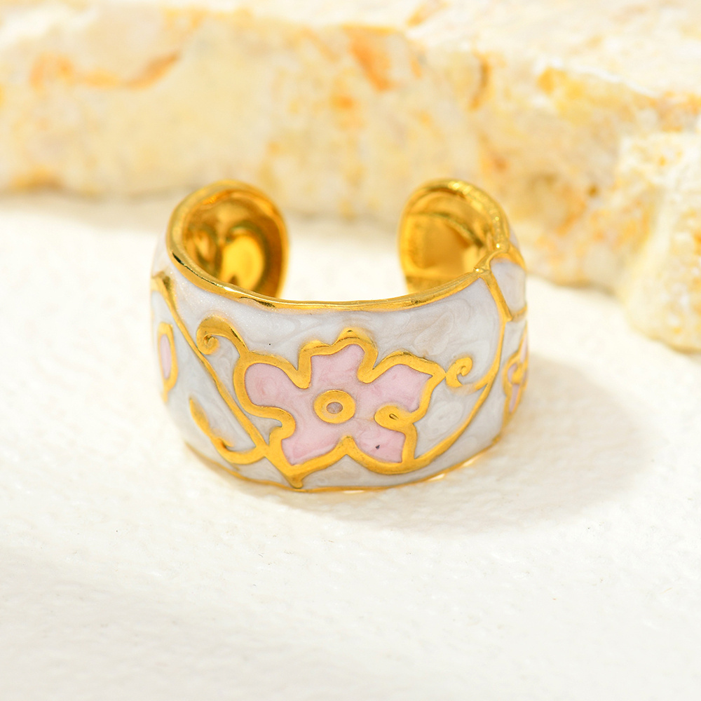 High-Quality Titanium Steel Flower Dripping Oil Open Ring