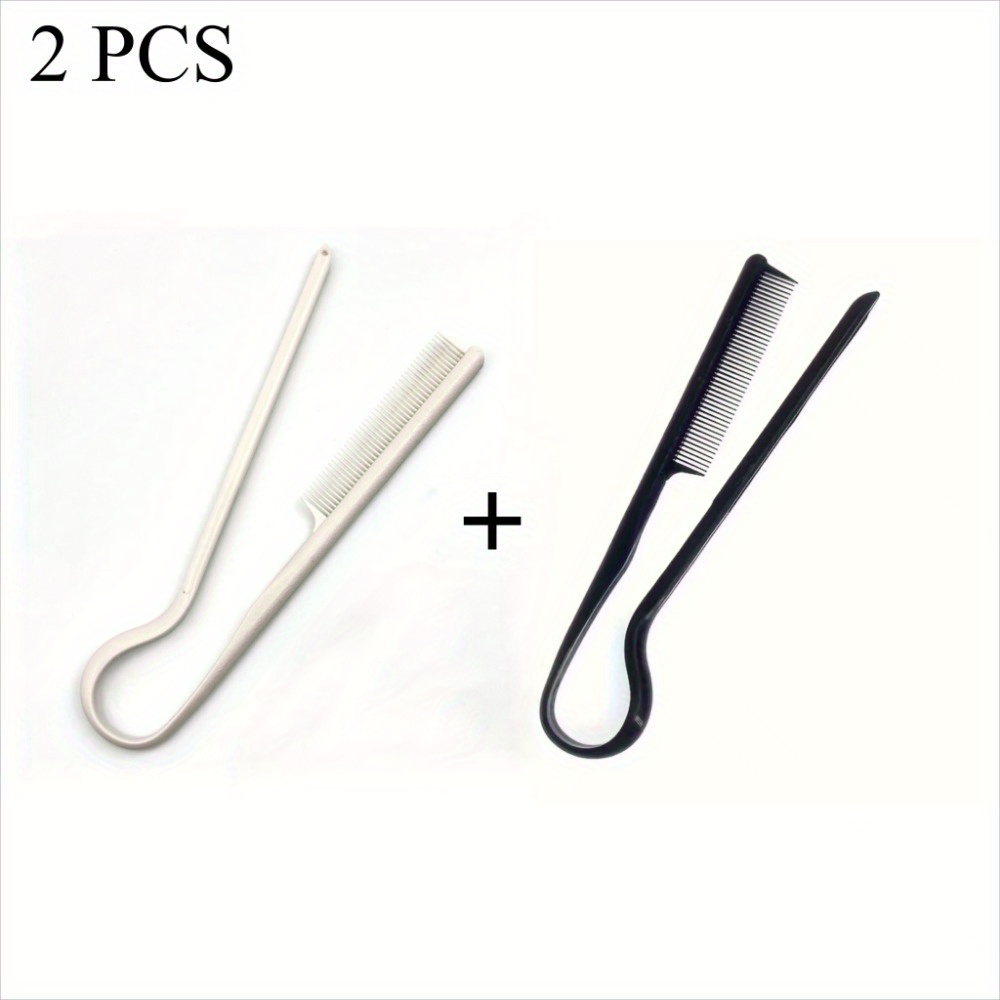 TEMU 2pcs Professional V-shaped Hair Comb - Casual Plastic Finishing Comb For Straightening And Trimming - Practical Hairdressing Tool