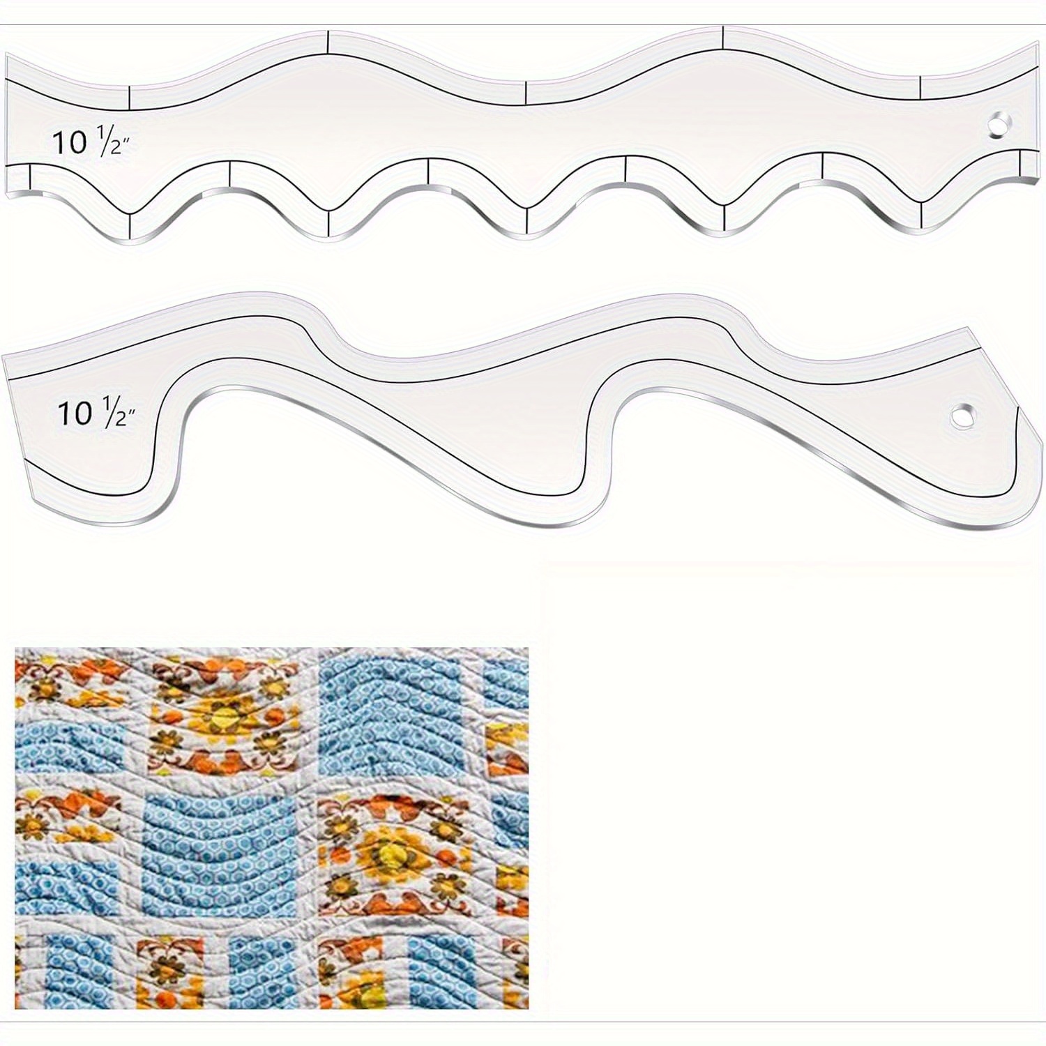 TEMU 2pcs Wavy Wave Ruler Acrylic Quilt Ruler Quilting Template Quilting Sports Quilting Template Ruler