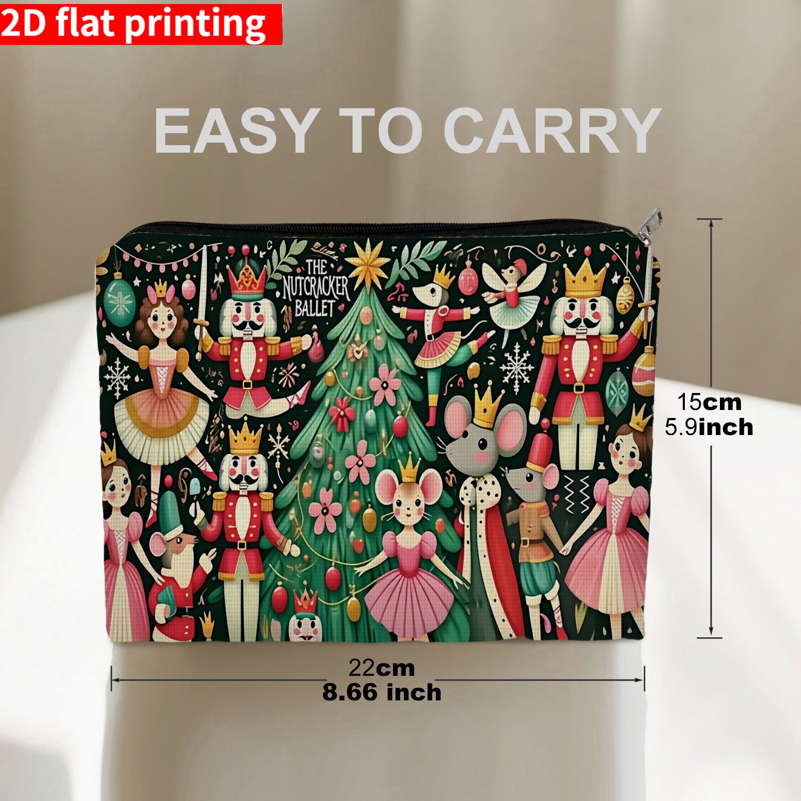 TEMU Sac à Cosmétique 2D à impression plate, motif et ballet - , idéal pour un et les , sac à toilette durable en polyester, de danseuses de ballet,