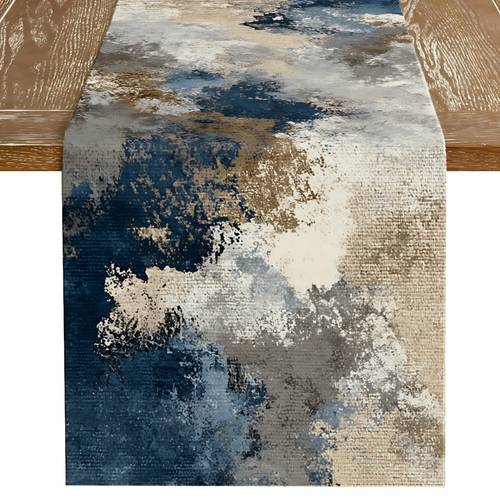 immagine dell'articolo 1 pz, runner da blu astratto con spruzzature di , runner da per , runner da autunnale, stile minimalista moderno, tovaglia runner stampata in poliestere, striscia con stampa , tavolino da caffè per la casa, decorazione per tavolo da , regalo per le feste