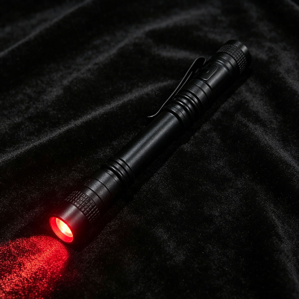 TEMU 1pc Aluminum Alloy Flashlight, Mini Penlight With Clip, Ip55, White/green/red/black Light, 395 Nm Uv Torch; Ideal For Hotel Cleaning , Green