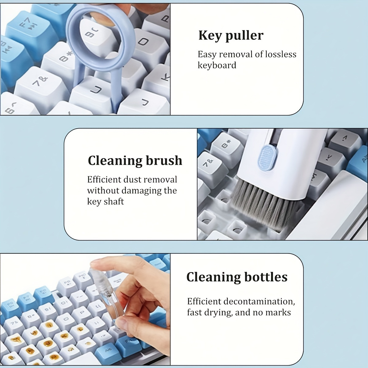 1 function digital equipment cleaning kit soft bristle brush set with integrated spray cleaner microfiber tip for keyboard laptop earphone ports mobile phone dust removal non electric details 5
