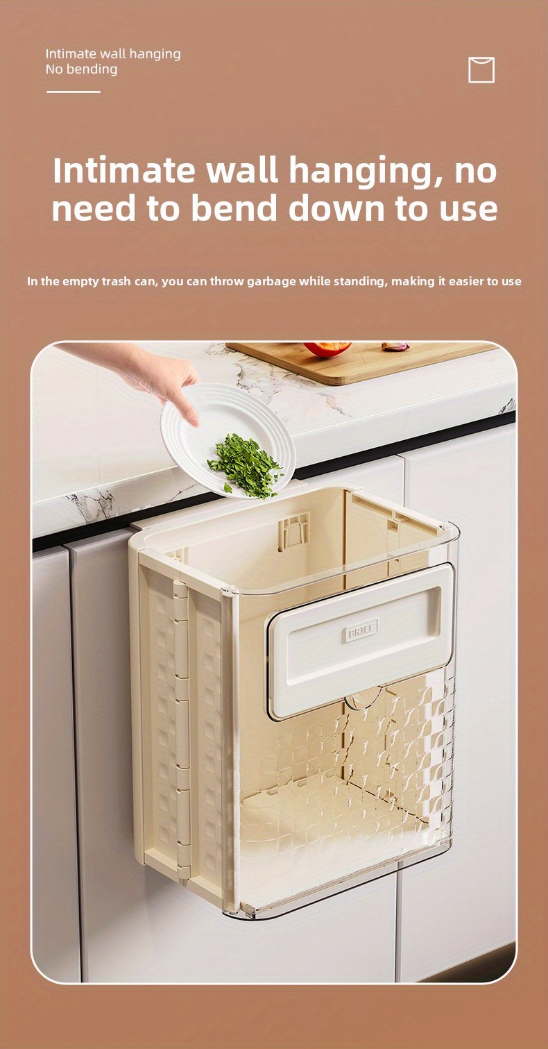 wall mounted modern white black rectangular trash can with lid space saving durable plastic bin hygienic hands free operation   for kitchen bathroom office bedroom   with   screw mount ideal for spaces beige black ideal for apartments homes modern white   sturdy   easy to clean   cute trash can double   for kitchen kitchen under sink trash can w Product details 2