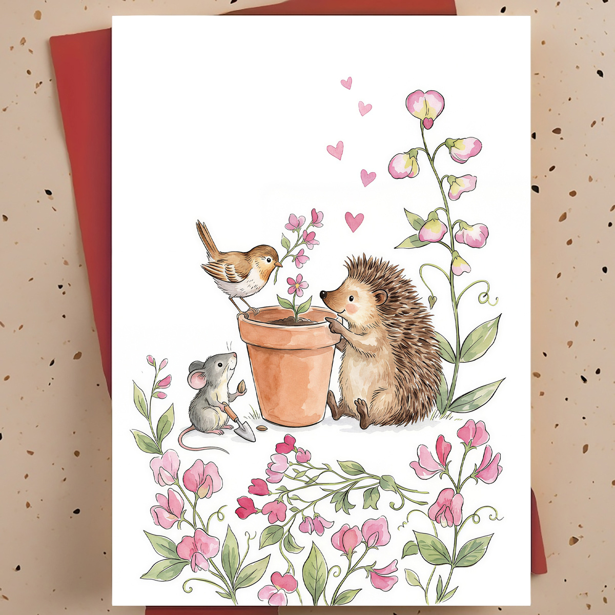 TEMU 1 Warm And Friendly Greeting Card With No-occasion-needed Wishes, Suitable For , Mothers, And Gardening Enthusiasts—hand-painted Watercolor Of