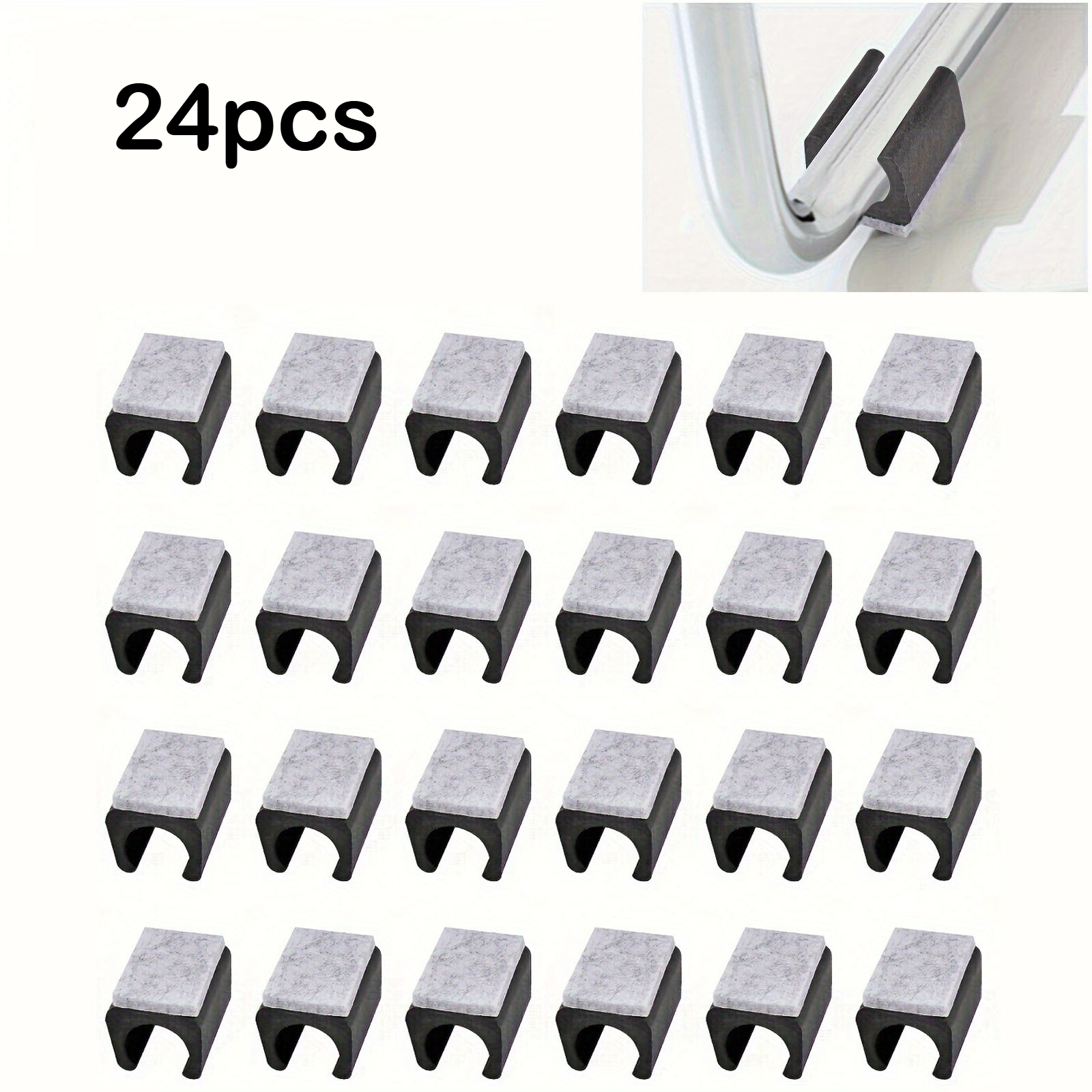 24pcs Black Plastic Chair Leg Pads, Non-slip U-shaped Tube Protectors With Felt Pads, Rectangular Floor Protectors, Suitable For Round Ski Base Chairs