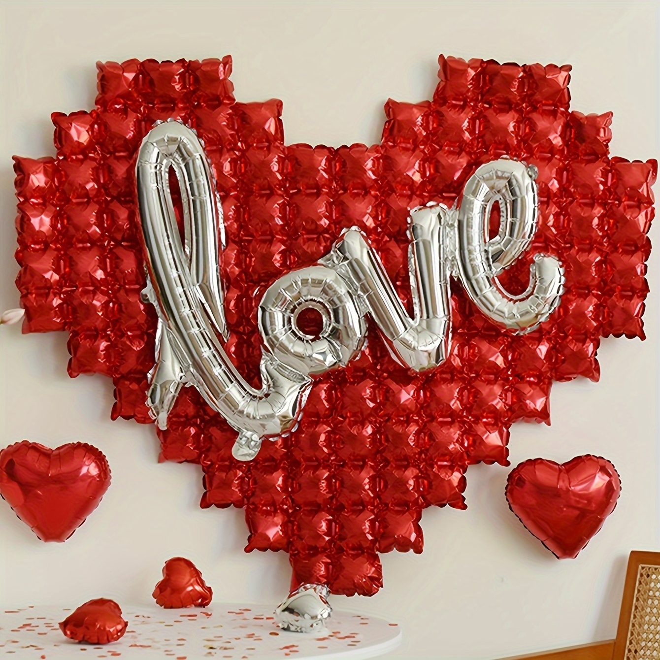 

6pcs/set Valentine's Day Decoration Extra Large Wall Silvery Love Aluminum Film Balloon Set