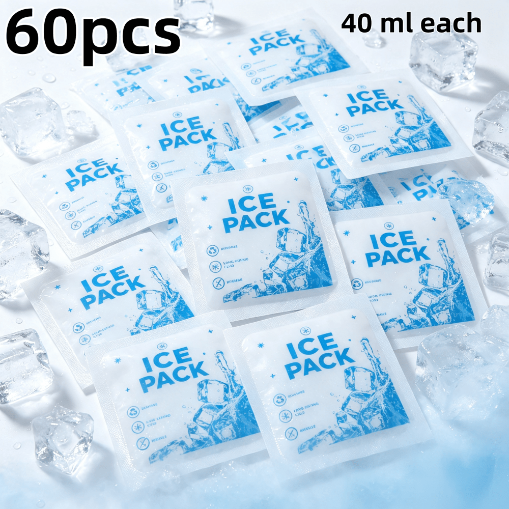 TEMU 2026 New Quick-freezing Ice Pack Set Of 60pcs, 40ml Mini Independent Sealed Packaging, Long-lasting Without , Reusable