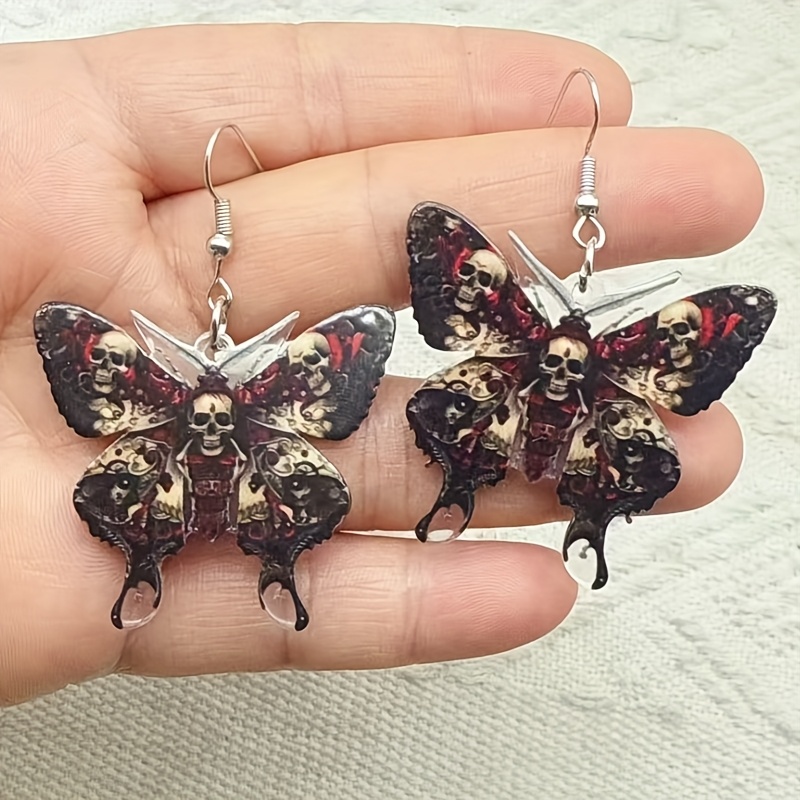 TEMU 2pcs Exquisite Black Pendant Earrings, Vintage Elegant Style Acrylic Jewelry, Women's Gift