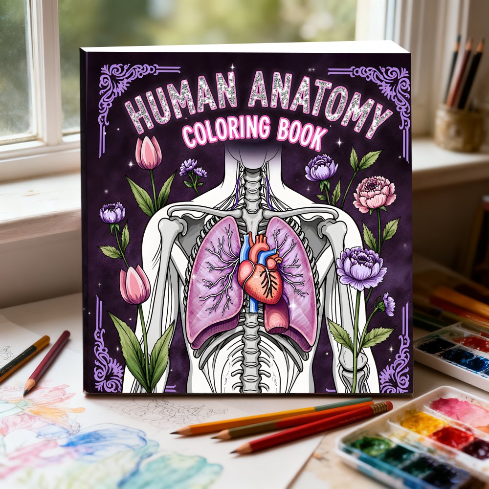 TEMU 1 Upgraded .87x7.87 Inch Human Anatomy Coloring Book, 24 Single-sided Pages, Relaxing, Perfect Adult Gift For Birthdays, Parties, And Holidays