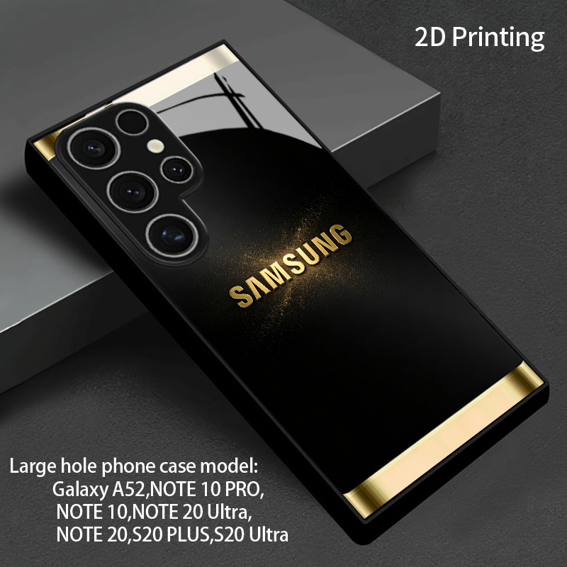 TEMU Phone Case - [2d Flat] Gradient Golden Dot [tempered Glass ] With Black Frame, Suitable For Galaxy S26, S26 Plus, S26 Ultra, S25, S24, S23 Fe,
